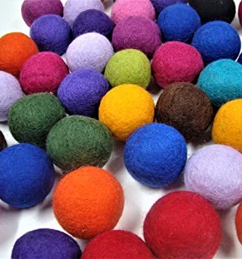 kivikis Felted Wool Cat Toys, Balls, Eco Friendly, Colorful & Beautiful, Eleganckie wzornictwo, Natural Felted Wool, Handmade Cat Toy. 5 cm, 6 kuleczek wełnianych