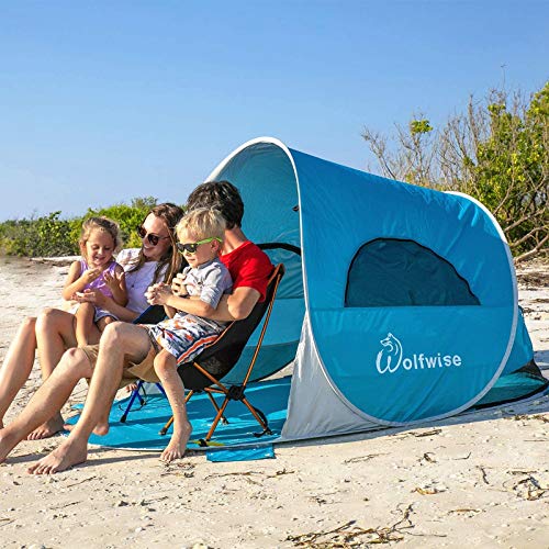 Wolfwise Pop Up 3-4 Personen Strandmuschel, UPF 50+ UV Schutz Familien - obrazek 8