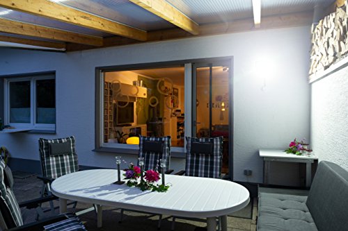 Meister Reflektor zewnętrzny LED, zasilany bateriami, czujnik ruchu, zasięg 8 m, ochrona przed zachlapaniem, światło zewnętrzne z czujnikiem ruchu, naświetlacz ścienny, 7490110 8 W - obrazek 5