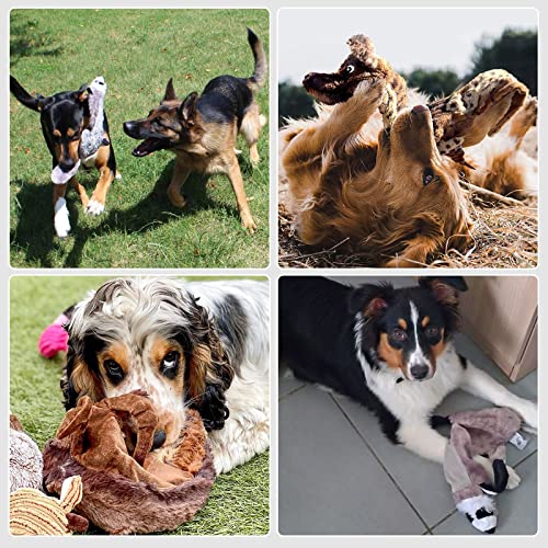 onebarleycorn Piszczące zabawki dla psów, bez wypchania, niezniszczalne, miękkie, pluszowe zabawki dla psów, dla małych, średnich i dużych psów (2 sztuki, wilk szop) - obrazek 7