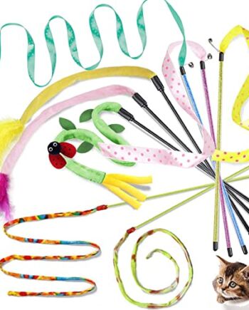 GingerUP Różdżki do kręcenia kotów interaktywne zabawki dla kotów różdżki z dźwiękowym papierem frędzle dla kota kociaka zabawy ćwiczeniowej do gry 8 sztuk