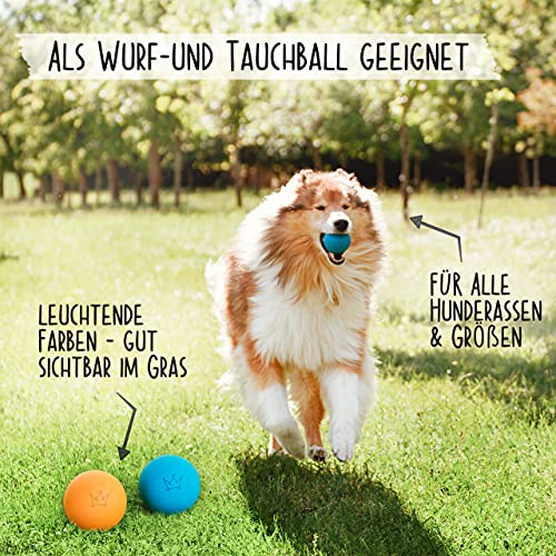 Rudelkönig piłka dla psa z naturalnego kauczuku - Niebieska piłka o średnicy 6,5 cm - Prawie niezniszczalna zabawka dla psa wraz z praktyczną torbą do przechowywania - obrazek 3