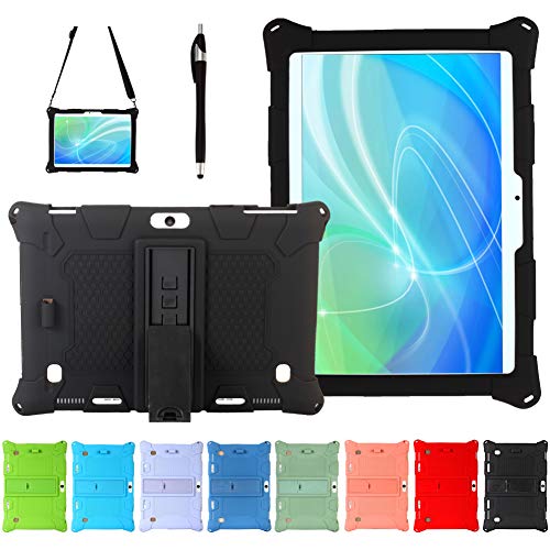 AKNICI Silikonowe etui z uchwytem na długopis pasek na ramię Stylus Pen do TOSCiDO K108/W109/X104/X108, ACEPAD A121/A101/A12X, Dragon Touch K10/Max10,TYD-107/TYD-108,LNMBBS 10.1, PADGENE 1, Lectrus 10,czarny