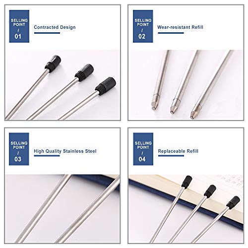 20 szt. kryształowy pojemnościowy ekran dotykowy, PUDSIRN kryształ górski 2 w 1 chowany długopis kulkowy z 10 szt. zamiennymi wkładami do iPhone'a, iPada, notatek i przyborów szkolnych (czarny tusz) - obrazek 2