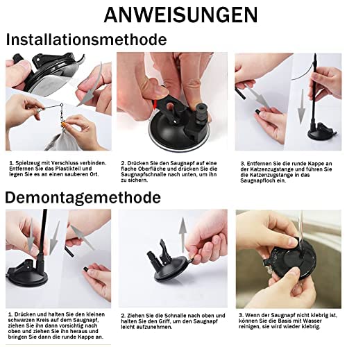 CALIYO Zabawka dla kota, interaktywna zabawka dla kotów, interaktywna zabawka dla kota z przyczepką, zabawne ptaki i pióra, zabawka inteligentna dla kotów, zabawka z mocną przyssawką - obrazek 6