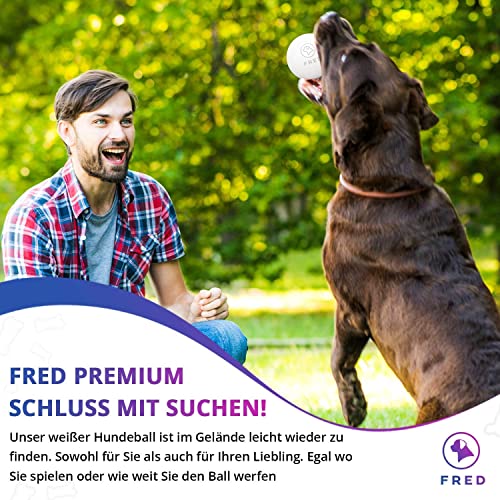 FRED Piłka dla psa premium z naturalnego kauczuku – bardzo wytrzymała piłka do zabawy dla psów – biała – prawie niezniszczalna – Ø 6,5 cm wraz z praktyczną torbą do przechowywania… - obrazek 3