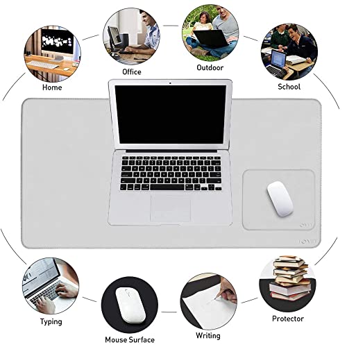 Podkładka na biurko, zestaw 2 szt., 80 x 40 cm, ze skóry PU, antypoślizgowa, podkładka na biurko z podkładką pod mysz, wodoszczelna, dwustronna podkładka do pisania, duża mata na biurko do biura i domu - obrazek 3