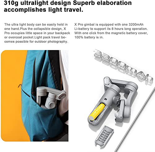 Stabilizator do smartfona kompatybilny z iPhone 13 12 PRO MAX XR, wyświetlacz HD z systemem Android Focus i Zoom Control Vlog Youtuber Live Video Record z przedłużaczem i statywem Aochuan Smart X Pro - obrazek 2