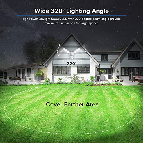 SANSI Reflektor LED 45 W z czujnikiem ruchu na zewnątrz, 6000 lumenów, 5000 K białe światło dzienne LED, bardzo jasna lampa zewnętrzna LED z czujnikiem ruchu, wodoszczelność IP65, regulowane światło, biały - obrazek 7