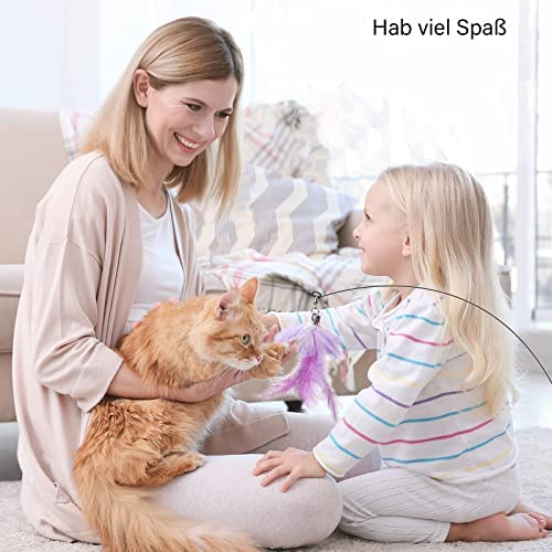 CALIYO Zabawka dla kota, interaktywna zabawka dla kotów, interaktywna zabawka dla kota z przyczepką, zabawne ptaki i pióra, zabawka inteligentna dla kotów, zabawka z mocną przyssawką - obrazek 5