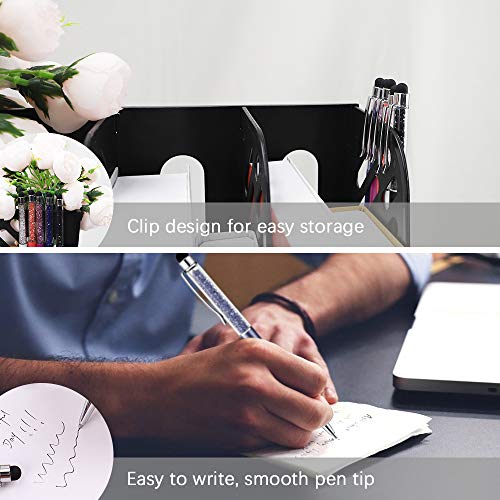 20 szt. kryształowy pojemnościowy ekran dotykowy, PUDSIRN kryształ górski 2 w 1 chowany długopis kulkowy z 10 szt. zamiennymi wkładami do iPhone'a, iPada, notatek i przyborów szkolnych (czarny tusz) - obrazek 4