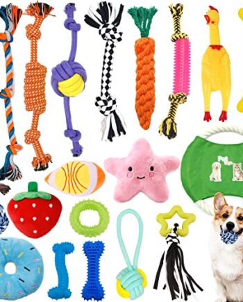 YUEHAO 20 sztuk zabawek dla psów, piłka do żucia, wytrzymałe zęby do żucia, trwała, zestaw do treningu zębów dla małych/średnich/dużych, psów, pielęgnacja zębów, z naturalnej bawełny