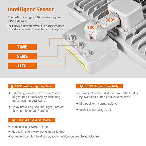 Reflektor LED 50 W, wodoodporny IP65, światła bezpieczeństwa z czujnikiem ruchu, 4500 lm 6500 K zimna biel światła zewnętrzne światło ogrodowe na plac zabaw podwórko magazyn garażu - obrazek 7