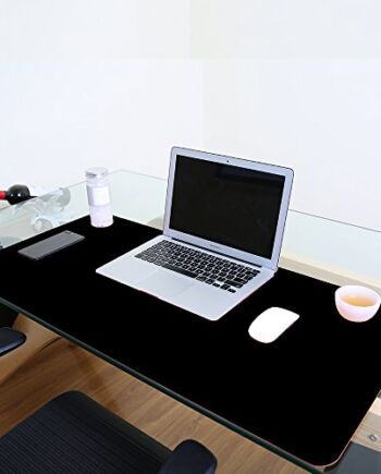 Paramount City Wodoodporna podkładka na biurko, mata na biurko na laptopa, skóra PU, antypoślizgowa podkładka na biurko, podwójna, do biura, domu, czarna, 120 x 60 cm