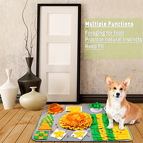 MULEVIP Dywan z wąsami dla psa, 72 x 52 cm, do trenowania inteligencji, z wąchami, nadaje się do prania, składany dywan z wąchami, zabawka dla zwierząt domowych, psów, kotów (żółto-zielony) - obrazek 2