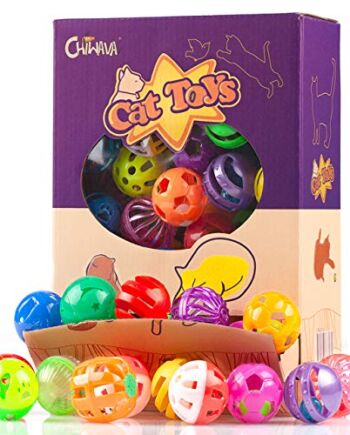 Chiwava 48 szt. 4 cm-4,5 cm plastikowy kot jingle kulki kot zabawka z