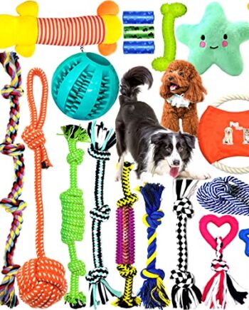 MULEVIP Zabawka dla psów, 20 sztuk, zestaw zabawek dla psów, interaktywna zabawka dla psów, wytrzymała zabawka dla psów, wytrzymała zabawka dla małych, dużych psów