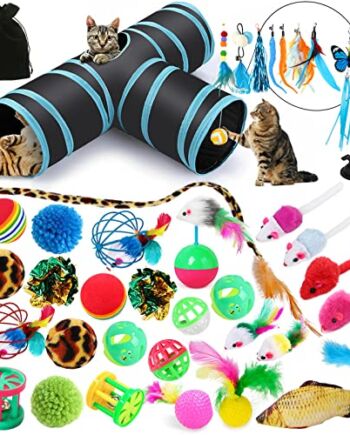 Zestaw zabawek dla kotów z tunelem dla kota, 39 sztuk, zabawki dla kot