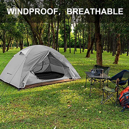 Forceatt Namiot kempingowy dla 4 osób, wodoodporny i wiatroszczelny. Lekki namiot do wędrówek z plecakiem, łatwy montaż, nadaje się do aktywności na świeżym powietrzu i wędrówek, podróży - obrazek 2
