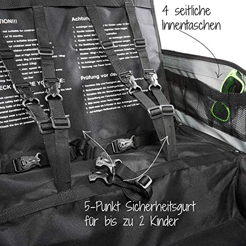 FISCHER Dziecięca przyczepka rowerowa Komfort z zawieszeniem, dla 2 dzieci, certyfikat TÜV GS, zielona/antracytowa - obrazek 12